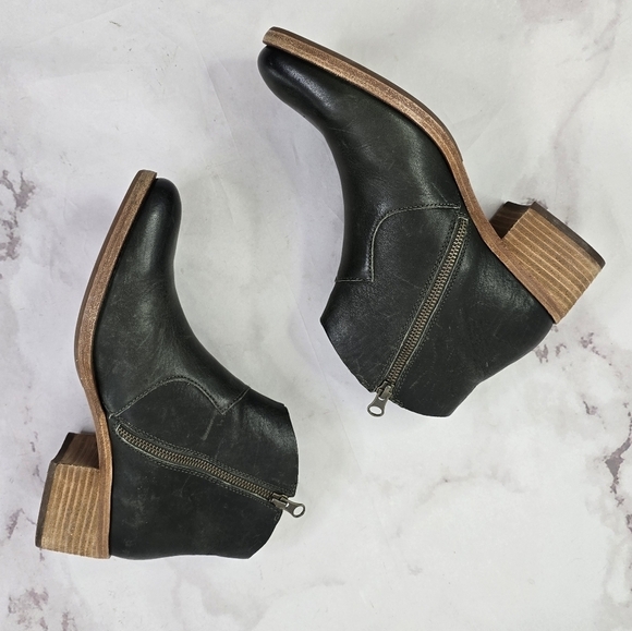 Kork Ease Booties Black 10 Women Mindo Ankle Boots Zip Block Heel Pointed - Picture 6 of 12